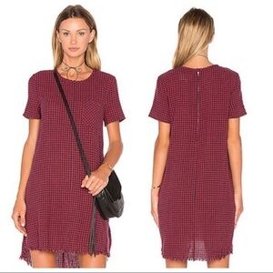 CURRENT ELLIOTT Red Dorothy Checked Frayed Gingham Dress Size S